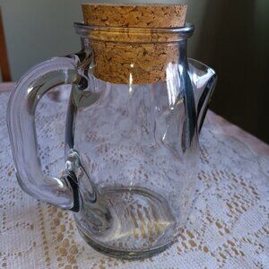 VINTAGE | 1970’s Westmoreland Glass Pitcher w Handle & Cork Top | Snub Nose